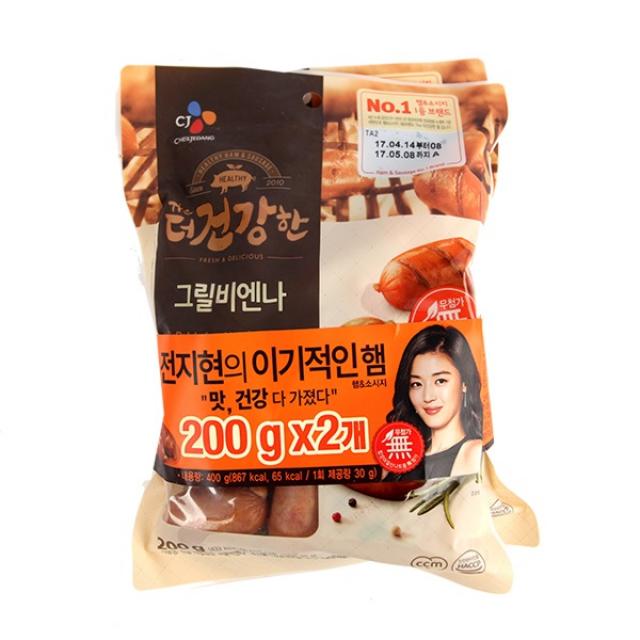 CJ 더건강한 그릴비엔나 200g 2입 X 2 소시지 소세지 햄 반찬 도시락반찬, E192_더건강한그릴비엔나 X 2