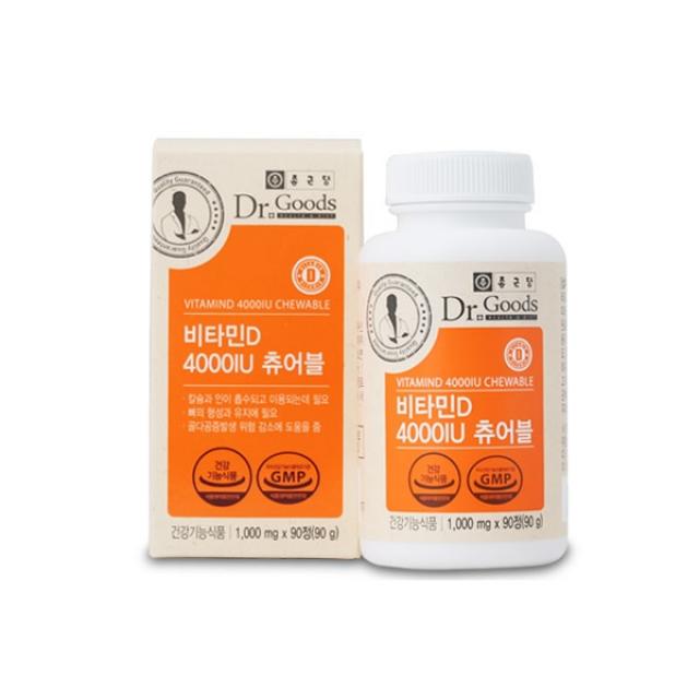 종근당 닥터굿스 비타민D 4000IU 츄어블, 1000mg, 상세설명 참조
