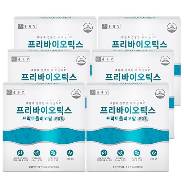 종근당 프리바이오틱스 프락토올리고당 FOS, 6박스, 5g