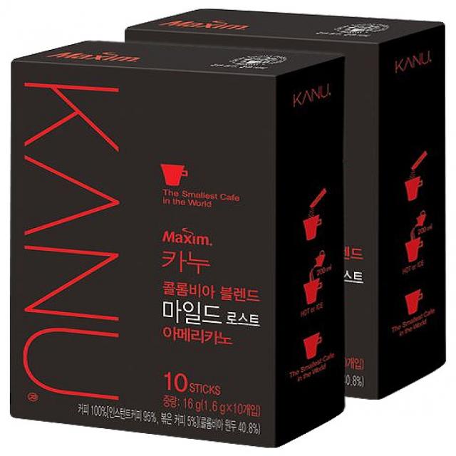 카누 콜롬비아 블랜드 마일드로스트 아메리카노 원두커피믹스, 1.6g, 20개