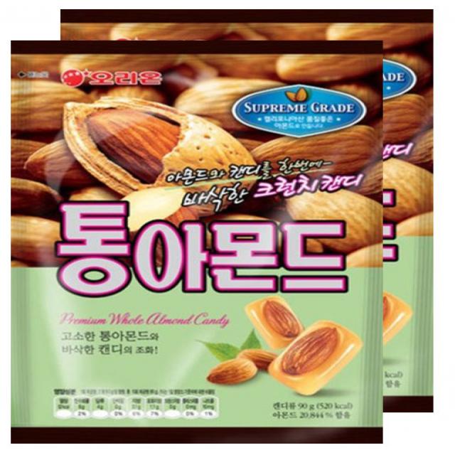 오리온 통아몬드 캔디 90g 2개