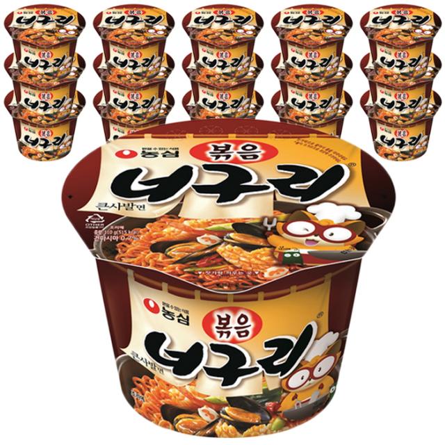 농심 볶음 너구리 큰사발 컵라면 110g 16개