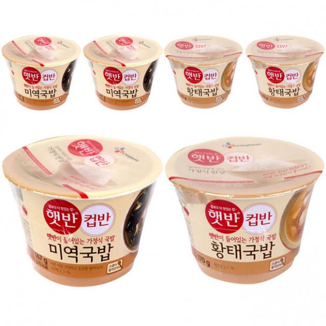 Cj제일제당 컵반 미역국밥 167g X 3p + 황태국밥 170g X 3p 1세트
