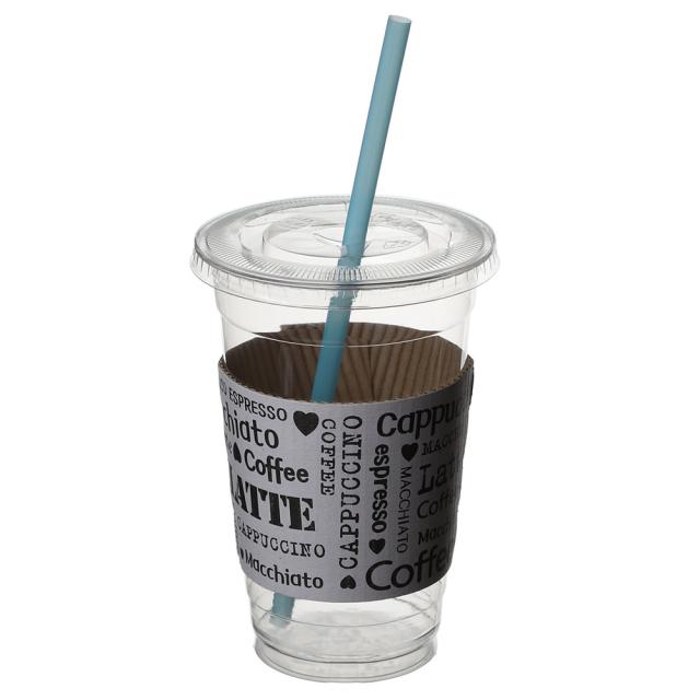 커피촌 92파이 PET컵 470ml + 평뚜껑 + 화이트라떼 홀더 + 혼합빨대 4종 세트, 100세트