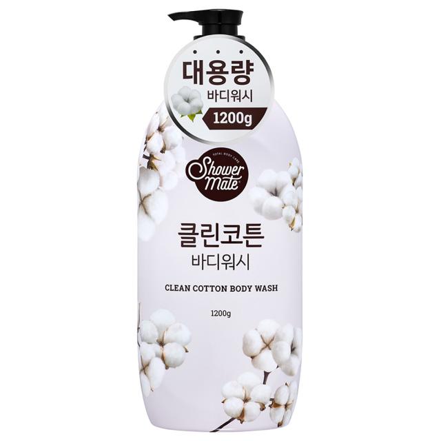 샤워메이트 클린코튼 바디워시 목화솜향, 1200g, 1개