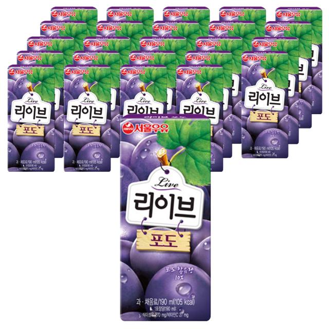 서울우유 리이브 포도 주스 190ml 24개