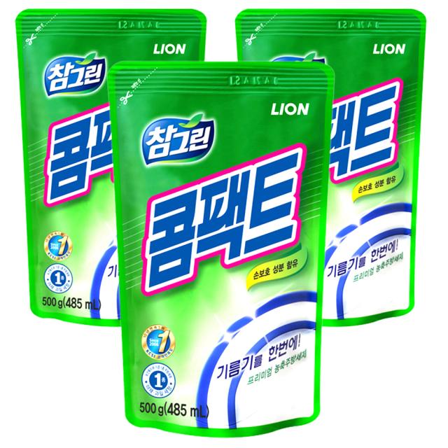 참그린 콤팩트 주방세제 리필형 500g 3개