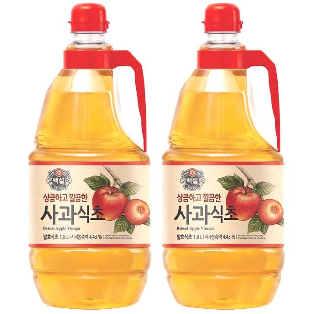 백설 상큼하고 깔끔한 사과식초, 1.8L, 2개