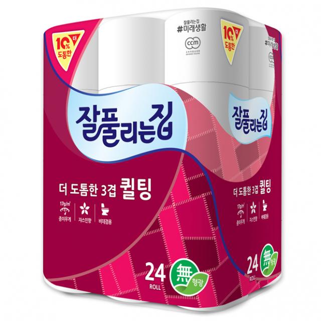 잘풀리는집 더 도톰한 3겹 퀼팅 롤화장지 3 0m 24롤 1개