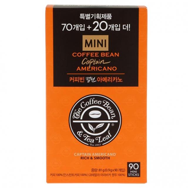 커피빈 캡틴 아메리카노 스틱커피 0.9g 90개
