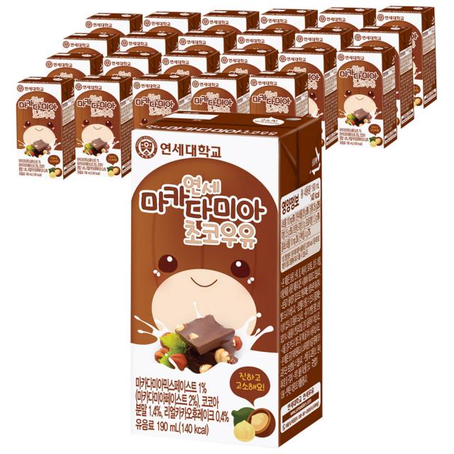 연세우유 마카다미아 초코우유, 190ml, 24개입