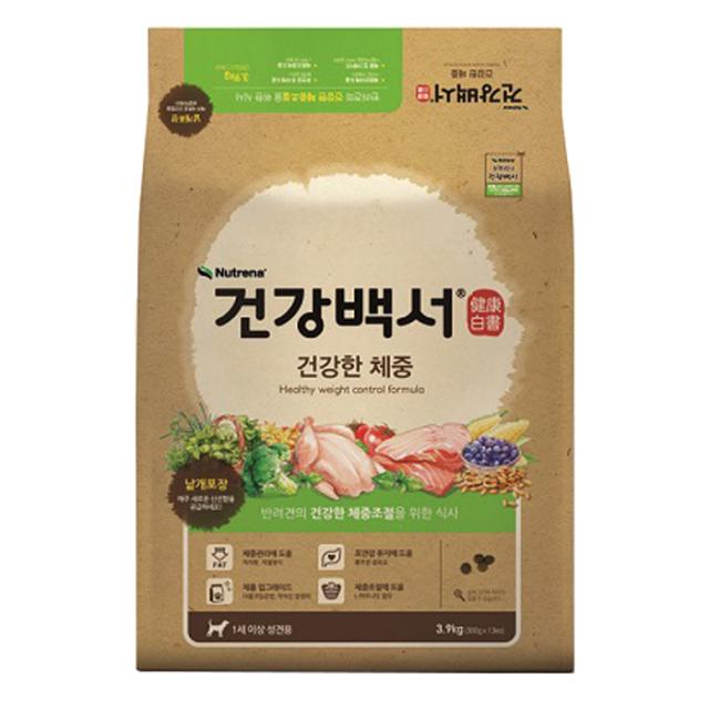 카길 건강백서 어덜트 곡물 건강한 체중 반려견 사료 3.9kg 1개