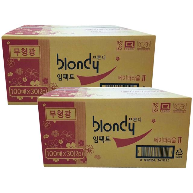 브론디 페이퍼 핸드타올 일반 절약형 2겹, 100매, 60개