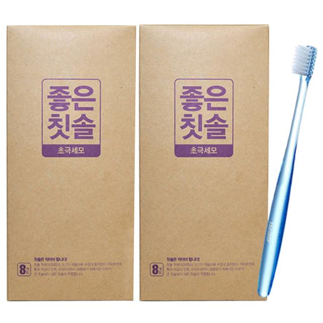바른생활 좋은칫솔 초극세모, 혼합색상, 2개