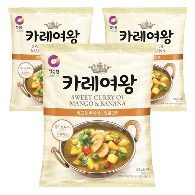 청정원 카레여왕 망고 앤 바나나 달콤한맛, 108g, 3개