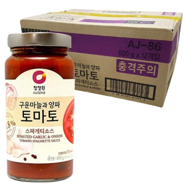 청정원 구운마늘과 양파 토마토 스파게티소스 600g 12개