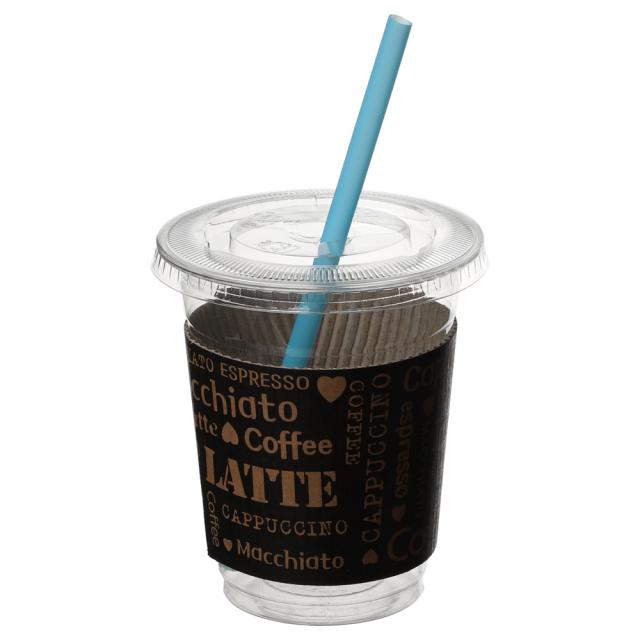 커피촌 92파이 PET컵 14oz 100p + 평뚜껑 100p + 블랙라떼 홀더 100p + 혼합빨대 100p 4종 세트, 100세트