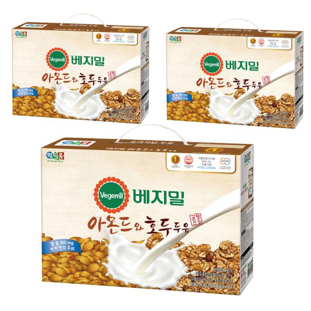 베지밀 아몬드와 호두 두유 190ml 72개입