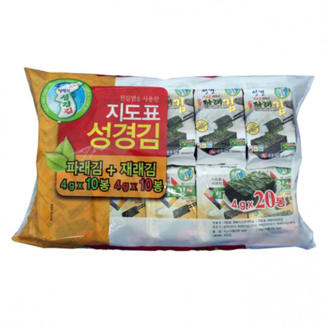 성경식품 지도표 재래식 성경식탁김 4g X 10p + 파래김 4g X 10p 1세트