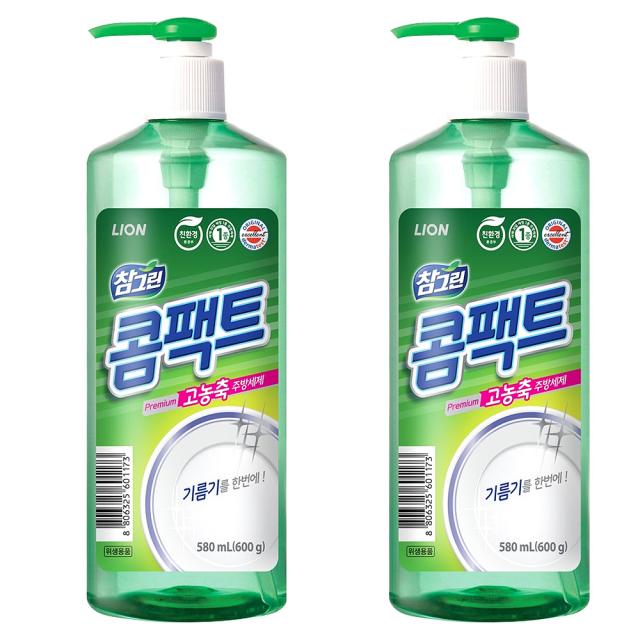 참그린 콤팩트 펌프 주방세제, 600g, 2개