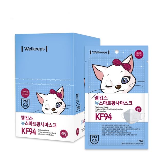 웰킵스 뉴스마트 황사마스크 Kf94 중형 1개입 25개