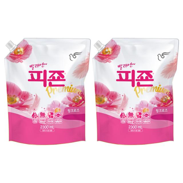 피죤 프리미엄 섬유유연제 핑크로즈 리필 2300ml 2개