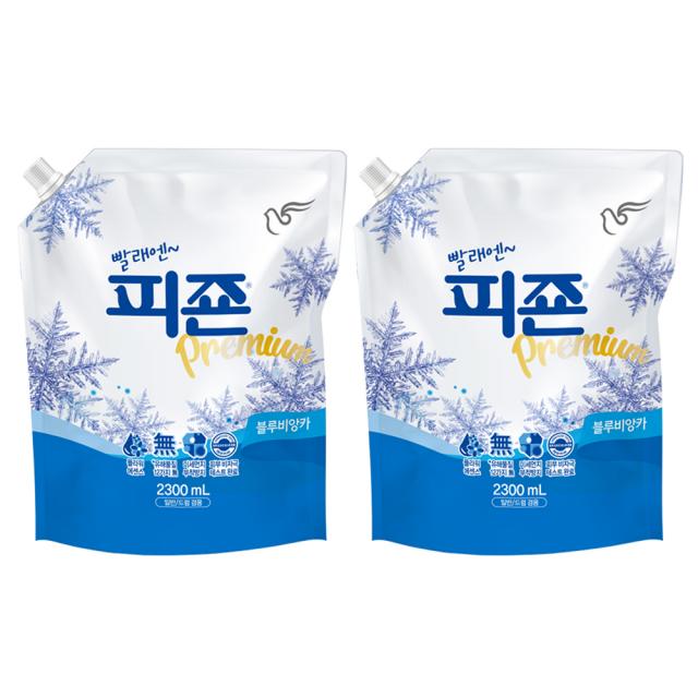 피죤 프리미엄 섬유유연제 블루비앙카 리필 2300ml 2개
