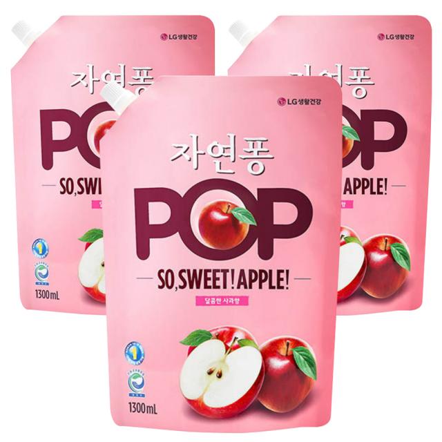 자연퐁 POP 주방 세제 달콤한 사과향 리필, 1300ml, 3개