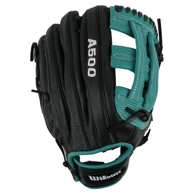 윌슨 A500 KR 야구글러브 우투용 12인치 WTA05KR DW5 12, 블랙 + 그린