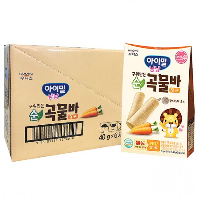 일동후디스 아이밀냠냠 구워만든 순곡물바, 당근, 6개