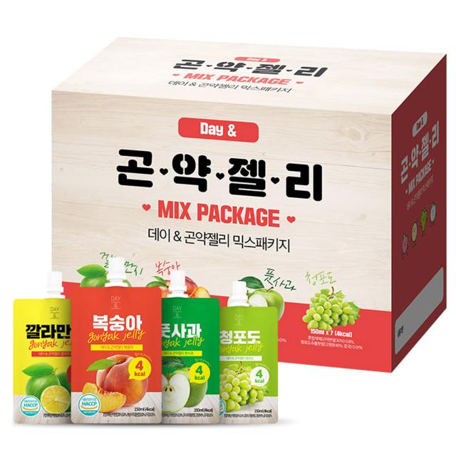 데이앤 곤약젤리 깔라만시 150ml x 7p + 복숭아 150ml x 7p + 풋사과 150ml x 7p + 청포도 150ml x 7p, 1세트
