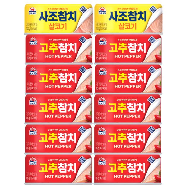 사조 살코기 참치100g x 2p + 고추 참치 85g x 10p, 살코기참치 100g x 2p + 고추참치 85g x 10p, 1세트