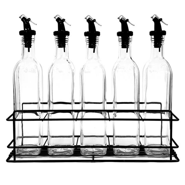 시노글라스 오일병 500ml 그레이 5p + GT 오일병선반 일반형 세트, 1세트