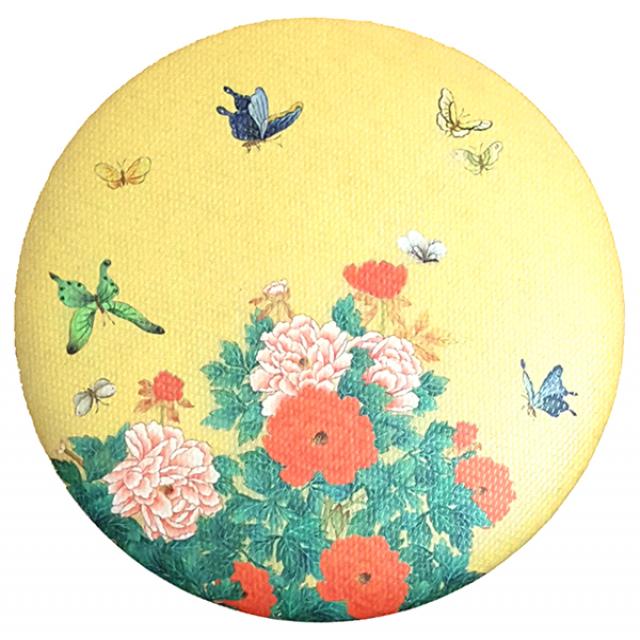 디자인가안채 양면손거울 모란도 75 x 75 mm, 혼합 색상, 1개