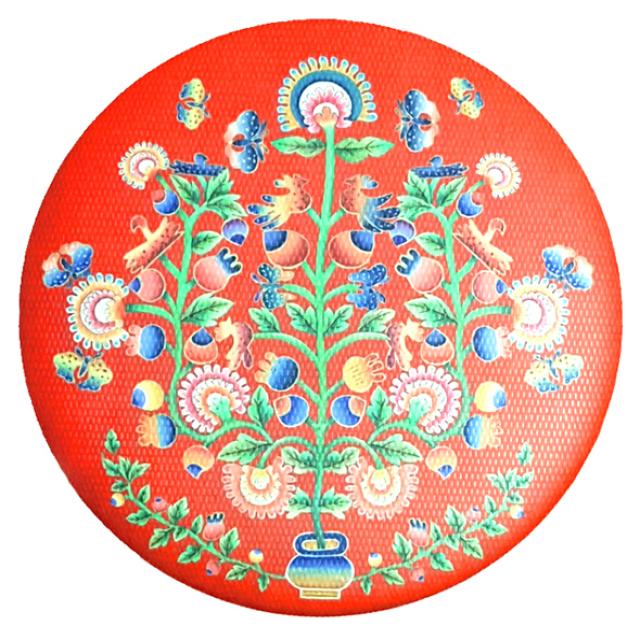디자인가안채 양면손거울 자수 75 x 75 mm, 레드, 1개