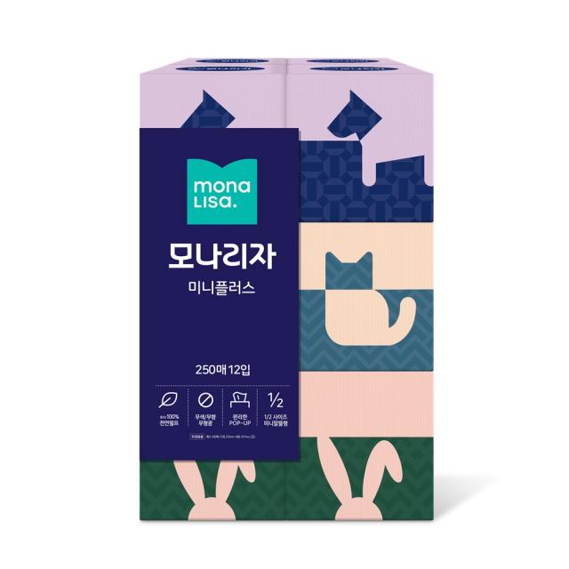 모나리자 미니플러스 미용티슈 250매 12개입 1팩