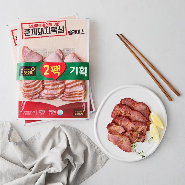 노랑오리 훈제돼지목심 바베큐 슬라이스 400g 2개