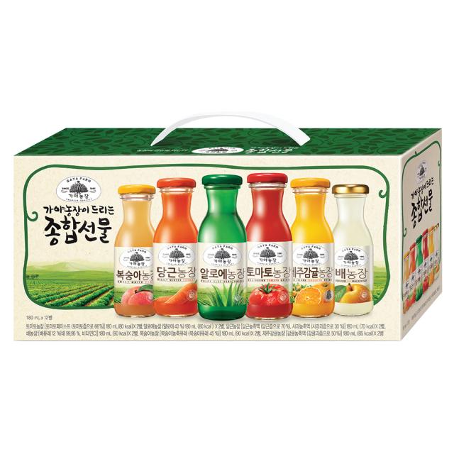 가야농장 주스 6종 종합선물세트, 180ml, 12병