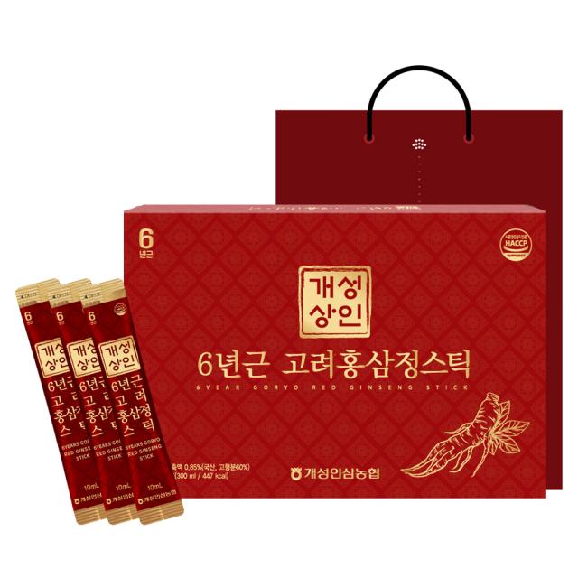 개성상인 6년근 고려홍삼정 스틱 30포 + 쇼핑백 10ml