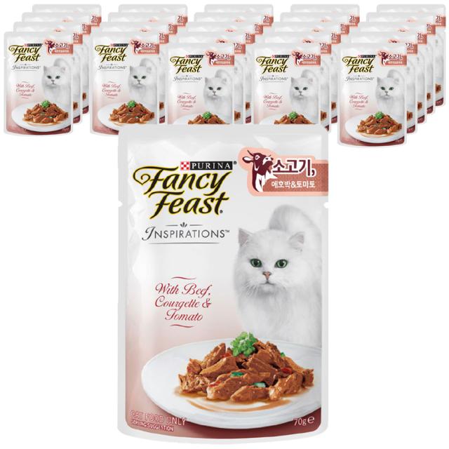 퓨리나 팬시피스트 인스퍼레이션 고양이 파우치, 소고기 + 애호박 + 토마토, 24개