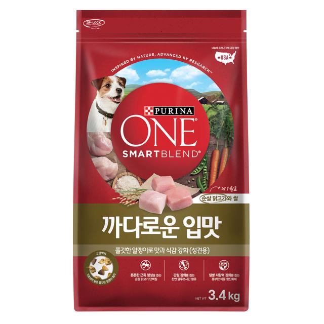 퓨리나 원 1세 이상 닭고기 까다로운 입맛 강아지사료, 3.4kg, 1개