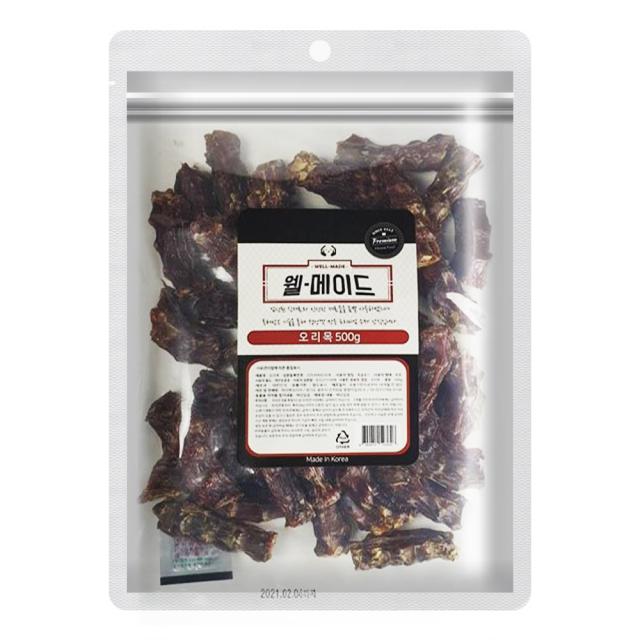 웰메이드 강아지 수제간식 대용량 500g 오리목맛 1개