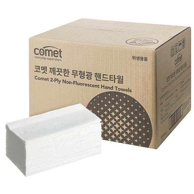 쿠팡 브랜드 코멧 깨끗한 2겹 무형광 핸드타올 100매 50개