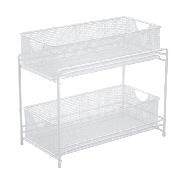 코멧 홈 2단 슬라이딩 메쉬 주방선반 화이트