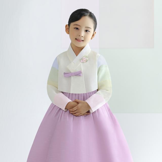 금동이 여아용 보라 리본 한복 세트 AW116 + 복주머니