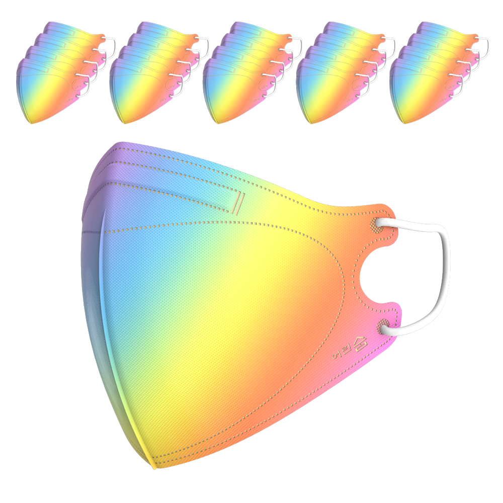 어린숨엣지 새부리형 컬러 마스크 뉴 초소형, 레인보우, 1개, 30개입