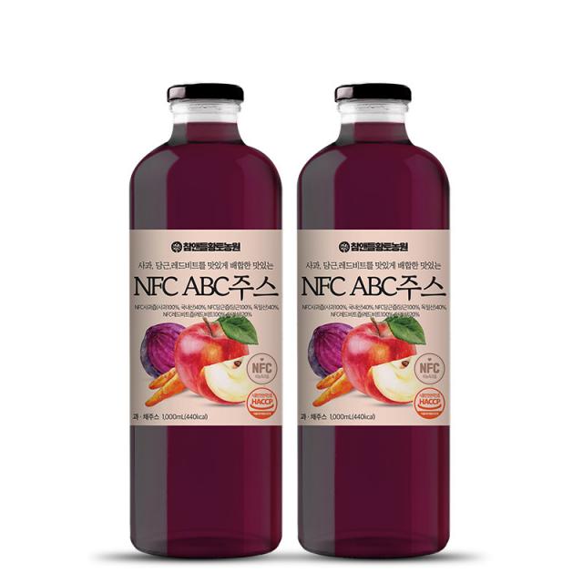 참앤들황토농원 NFC ABC주스, 1000ml, 2개