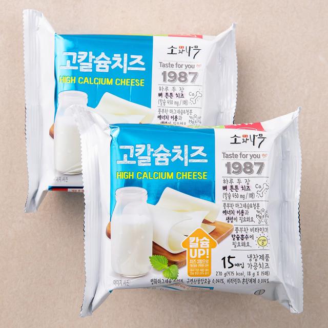 소와나무 고칼슘치즈 15매입, 270g, 2개