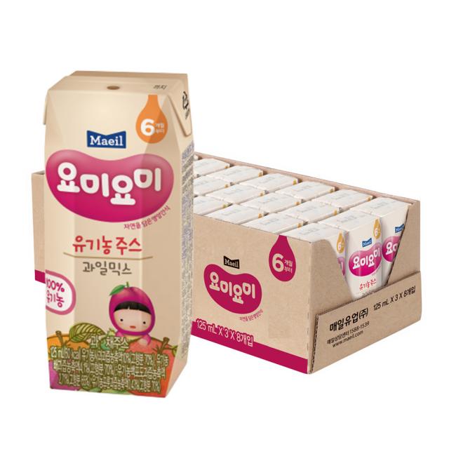 맘마밀요미요미 유기농 주스 125ml 종합과일 24팩