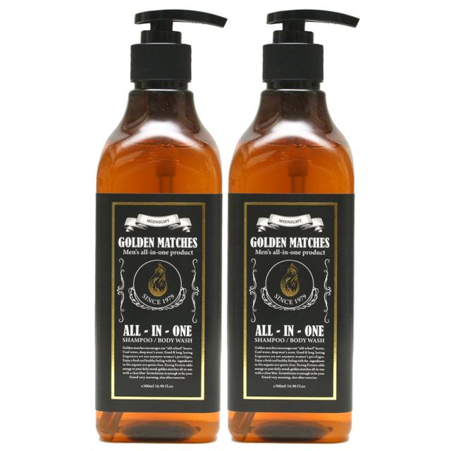 골든매치스 올인원 샴푸 앤 바디워시 미드나잇, 500ml, 2개